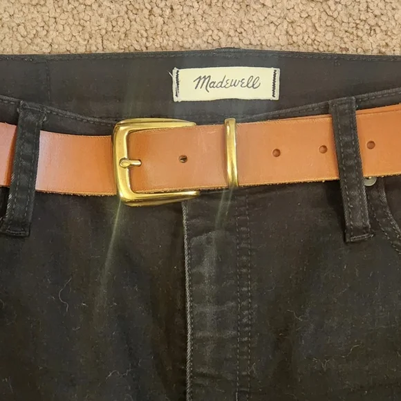 Madewell Brown Leather Belt with Gold Buckle XL - Picture 5 of 12
